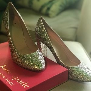 Kate Spade Glitter Heels- Size 10.5- Never Worn